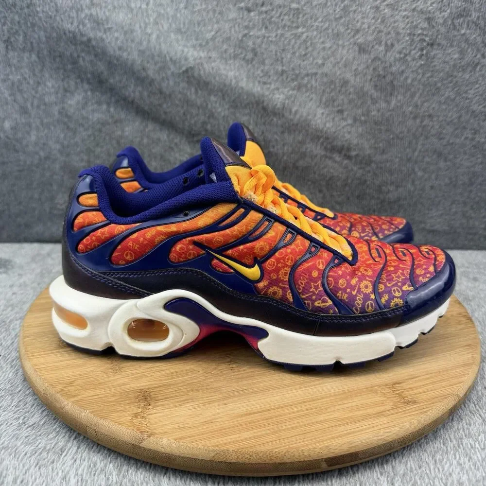 Nike Air Max Plus Shoes Boys Size 7Y Orange Purple Print Sneakers CI9932-500